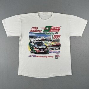 Vtg 90s Castro Nationals Winston Drag Racing‎ Shirt Large White Texas 1999